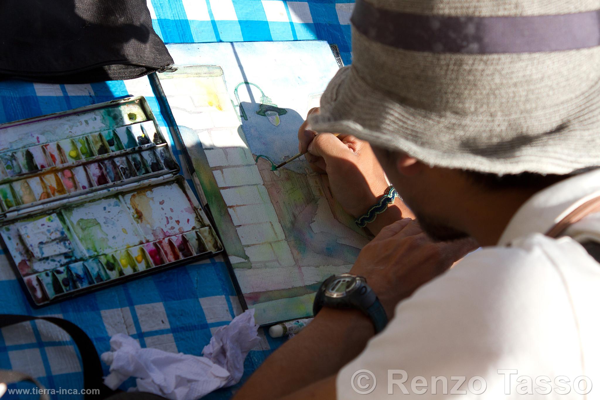 Artista callejero en el barrio de San Lázaro en Arequipa