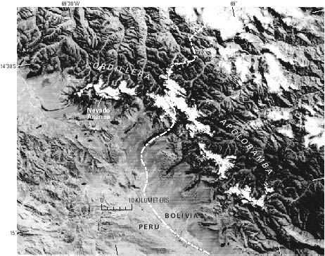 Imagen Landsat de la Cordillera Apolobamba
